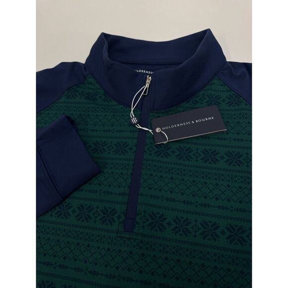 NWT Holderness & Bourne The Robinson 1/4 Zip Performance Pullover Blue Green XXL - Picture 3 of 11
